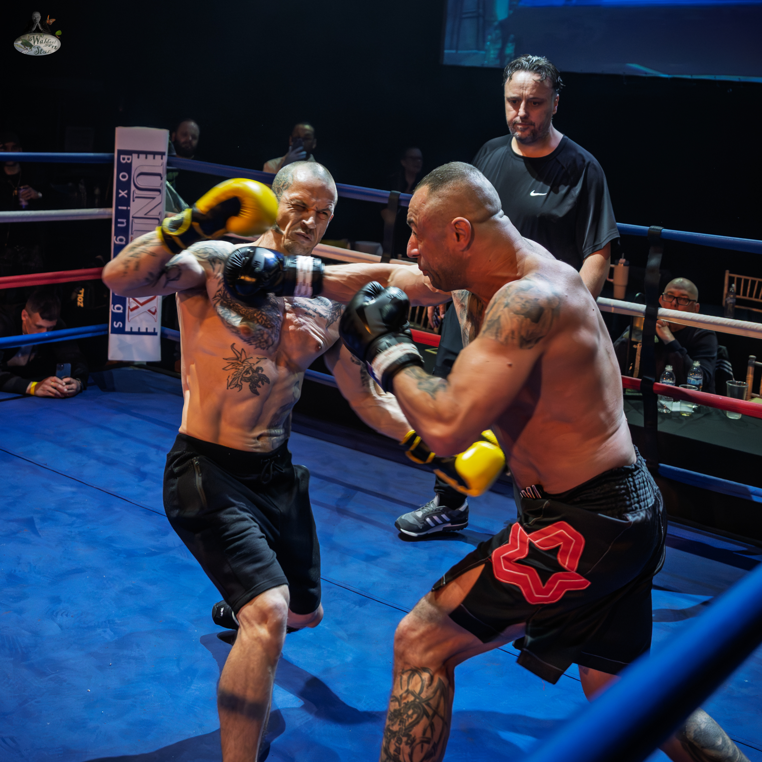 Explosive boxing punch lands during intense ring battle in Leicester, 2025