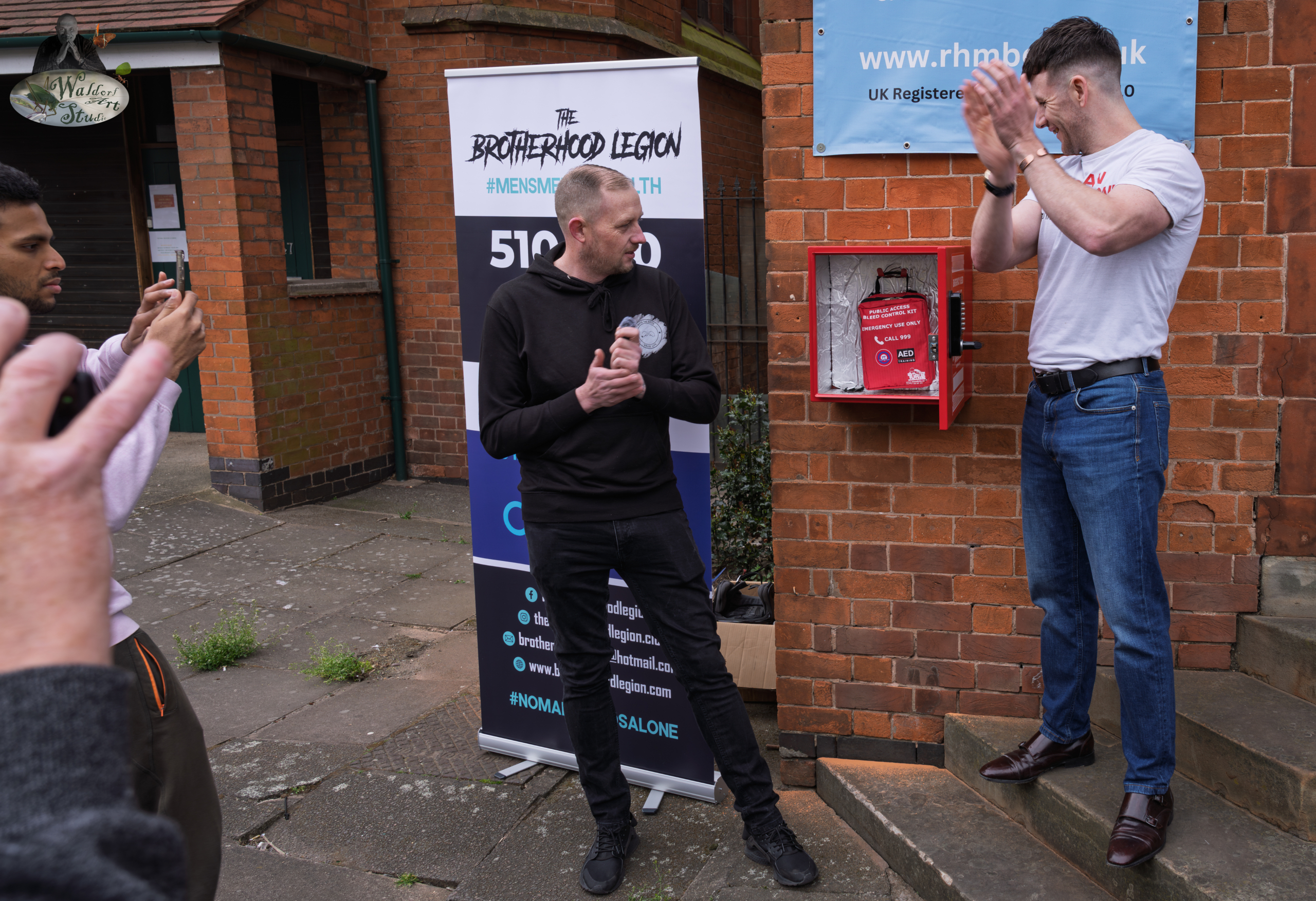 Official unveiling of the Emergency Bleed Control Kit funded by The Brotherhood Legion at Robert Hall Memorial Baptist Church in Leicester.